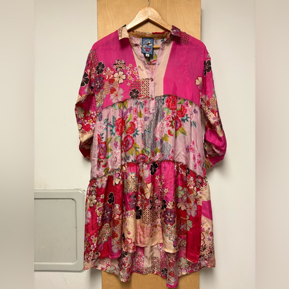 Johnny Was 100% Silk Babydoll dress